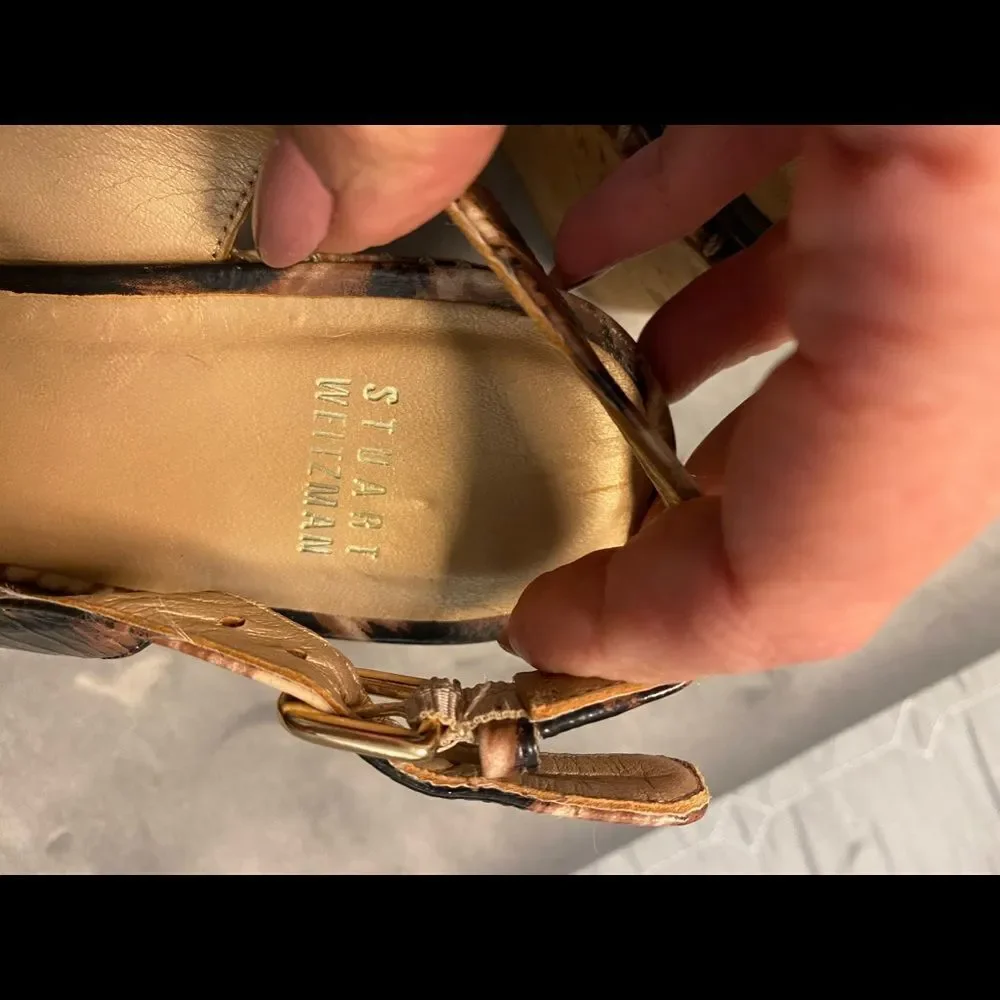 Stuart Weitzman leopard leather wedges, size 8 - Picture 6 of 10